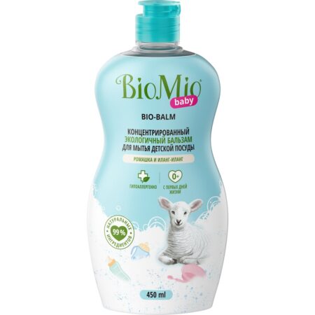 Эко бальзам для мытья детской посуды BioMio® Baby BIO-BALM, ромашка и иланг-иланг, 450 мл