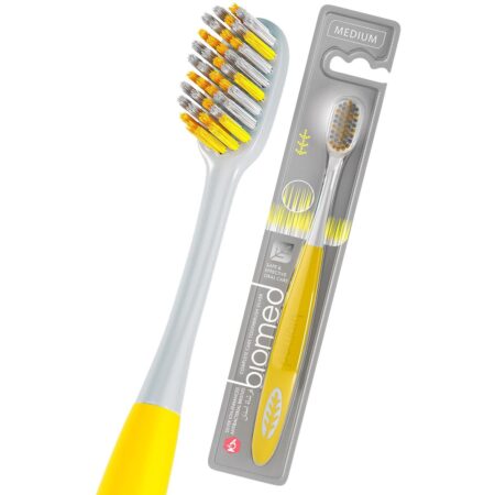 Зубная щётка Biomed® Silver с заостренной щетиной c ионами серебра, желтая