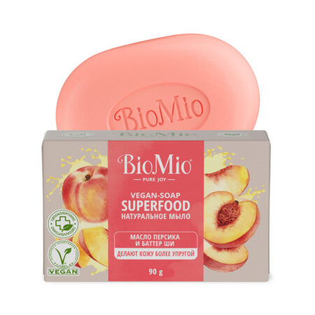 Натуральное туалетное мыло BioMio BIO-SOAP SUPERFOOD, персик и ши, 90 г