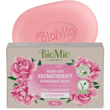 Натуральное туалетное мыло BioMio BIO-SOAP AROMATHERAPY, пион и пальмароза, 90 г