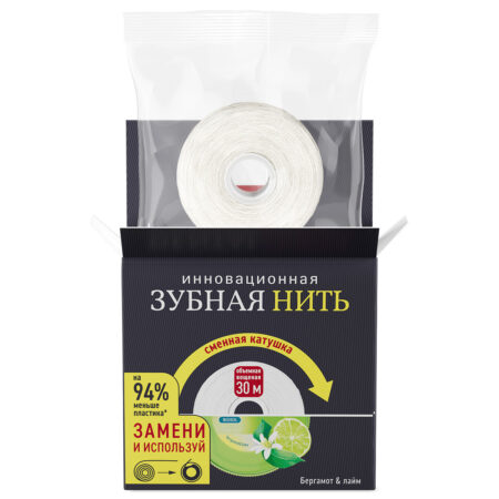 Зубная нить SPLAT® Professional DentalFloss, бергамот и лайм, сменный блок (refill) 30 м