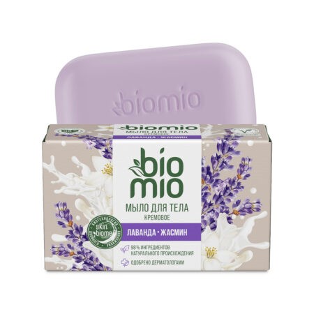 BioMio. Body Cream Bar Soap. Кремовое мыло для тела с эфирным маслом лаванды /BioMio. Body Cream Bar Soap with Lavender Essential Oil. 140 г